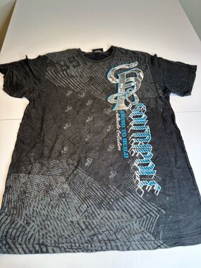 South Pole Black Short Sleeve Graphic Tee with Blue Detail